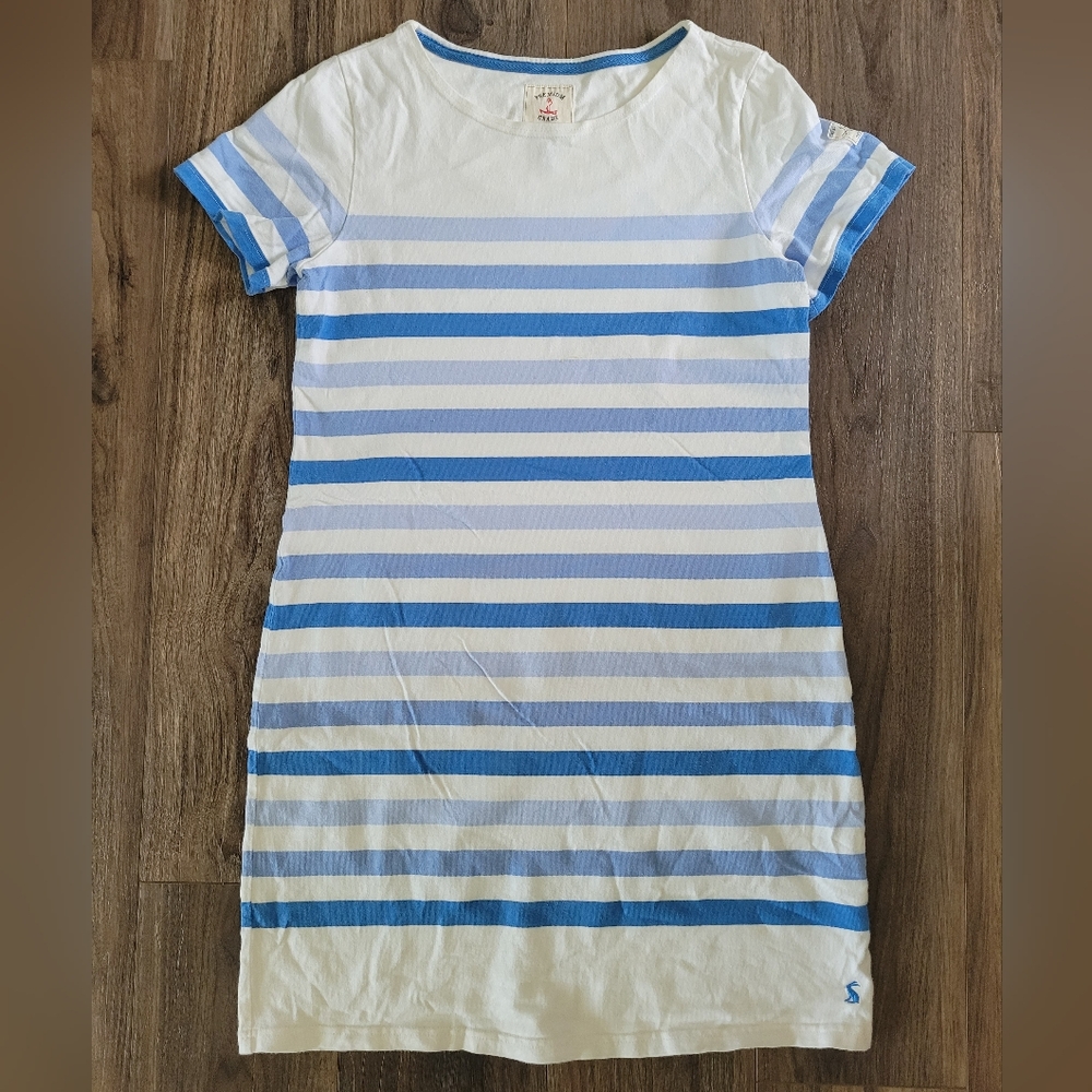 Joules Blue And White Striped Cotton Stretch Dress